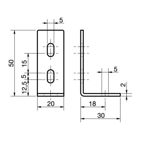 1 x Halterungen Einstellung 30x50x20 3 Löcher Verzinkt