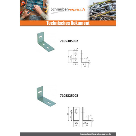 1 x Halterungen Einstellung 30x50x20 3 Löcher Verzinkt