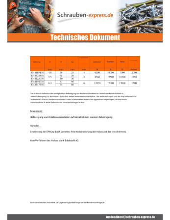 1 x Selbstbohrende Schrauben Bimetall...