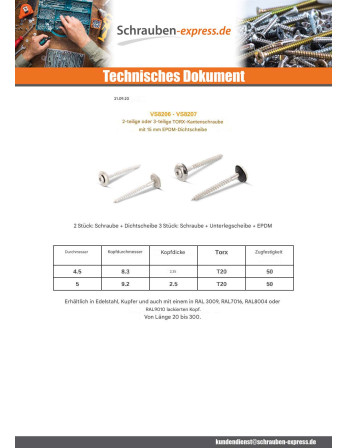 1 x Holzschrauben Flacher Senkkopf T20...
