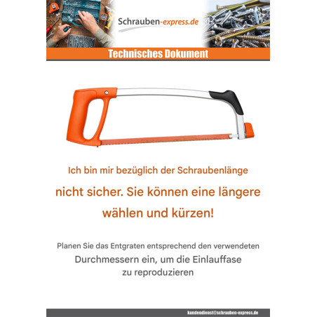1 x Metallschrauben Flacher Senkkopf Gespalten M5X50 natürlich nylon