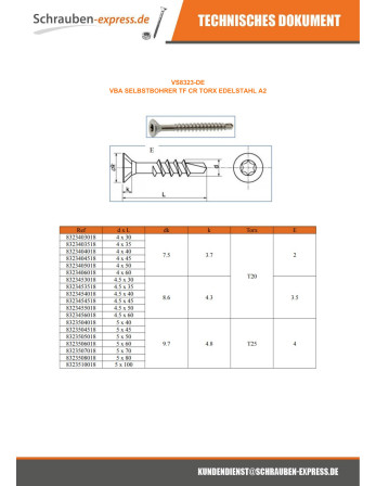 1 x Spanplattenschrauben Selbstbohrende...
