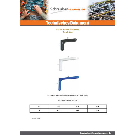1 x Halterungen 140x240 Kunststoff RAL1036