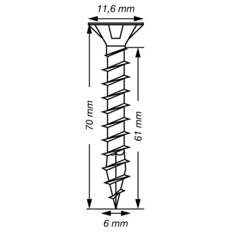 1 x Spax T-STAR MEHR Senkkopfschraube T30 Edelstahl A2 6X70 Gesamtgewinde