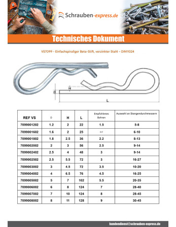 1 x Splint Federstecker Verzinkt Von Durchmesser 8
