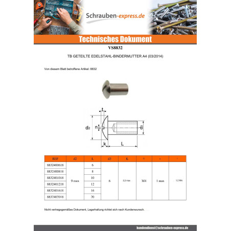 1 x Schraube FENSTER Flachkopf Gespalten M4/14 6x16 Kopf-Durchmesser 9 Edelstahl A4
