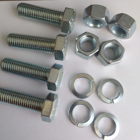 1 x Tüte 4 Metallschrauben Sechskantkopf M16X50 4 Muttern 4 Scheiben/Unterlegscheibe Federringe