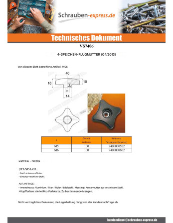 1 x Muttern FLIEGEN schwarzes Nylon M6