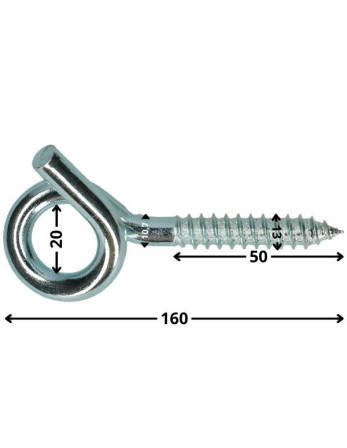 1 x Gym-haken Gewinde Holz Verzinkt 10,7 x 160