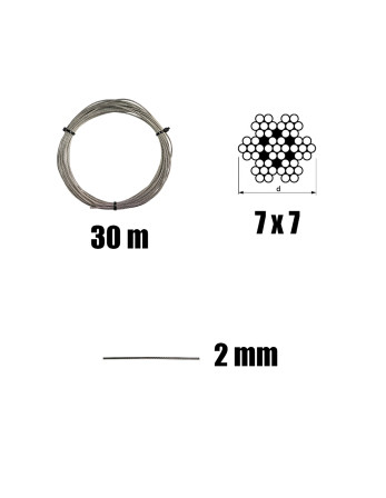 1 x Kit 30 Meter Edelstahlkabel Durchmesser 2