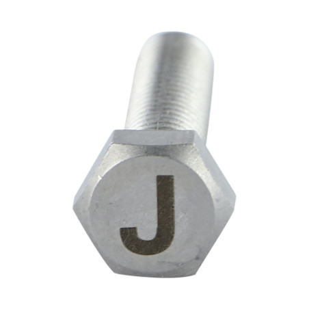 1 x Metallschrauben Sechskantkopf 8x35 Edelstahl A4 mit Buchstabengravur "J"