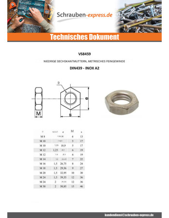 1 x Sechskant-Flachmutter/Kontermutter...