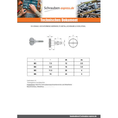 1 x Metallschrauben Gerändelt Gespalten form Hoch Edelstahl A1 M3X16 Mikroschrauben