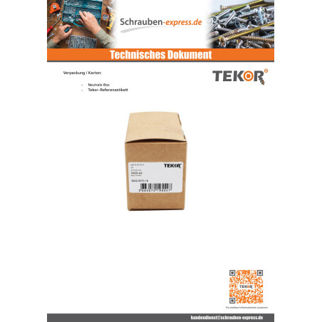 1 x Spanplattenschrauben TEKOR Edelstahl A2 Senkkopfschraube Gezahnt T25 5x25 Mit Gewinde 18 cut Bohrspitze mit Typ 17