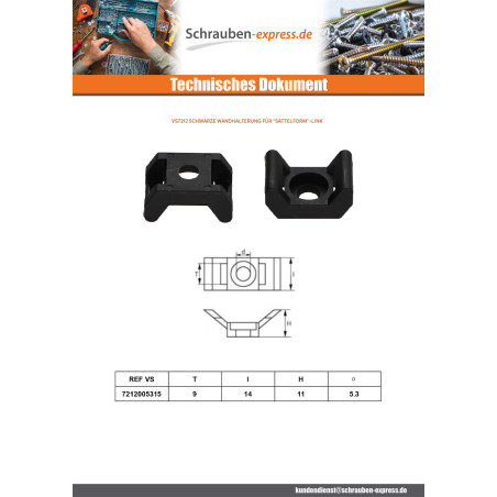 1 x UNTERSTÜTZUNG WAND schwarzes Nylon LINK BIS für 9,5