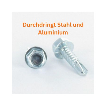 1 x Selbstbohrende Schrauben Sechskantkopf 4,8 x 19 Edelstahl AISI 410