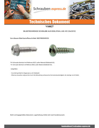 1 x Selbstbohrende Schrauben Sechskantkopf 4,8...