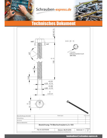 1 x Blechschraube Gewindefurchend Sechskantkopf...