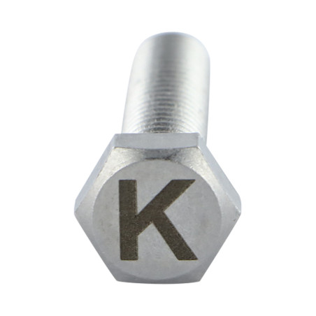 1 x Metallschrauben Sechskantkopf 8x35 Edelstahl A4 mit Buchstabengravur "K"
