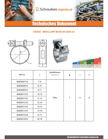 1 x MINICLAMP Durchmesser 9 für 11 Edelstahl W4