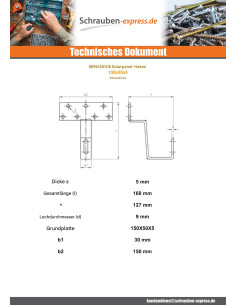 Haken ZEICHEN SOLAR 150x50x5 Edelstahl A2 2
