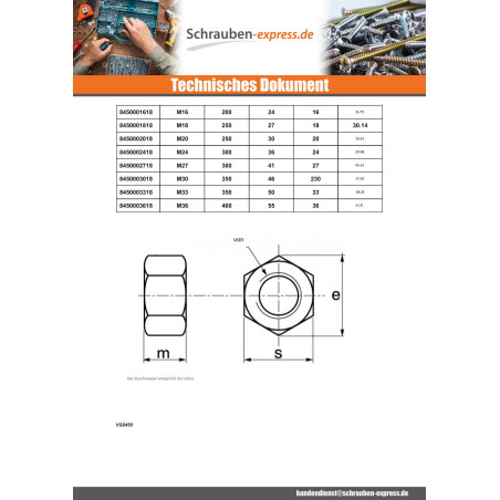 1 x Muttern HH M30 Dicke 30 Edelstahl A4