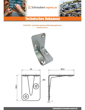 1 x Befestigungswinkel verstärkt geprägt 625 x...