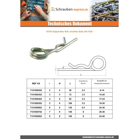 1 x Splint Federstecker Doppelt 2 Verzinkt