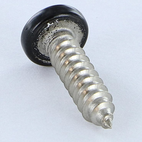 1 x Blechschraube Edelstahl A2 breitem gewölbtem kopf Pozi 4,8 x 19 RAL9005 tiefschwarz