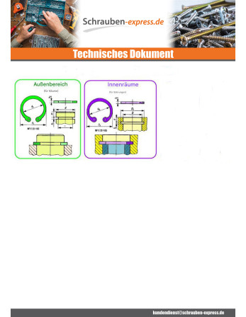 1 x Sicherungsring Außenbereich Edelstahl Für...