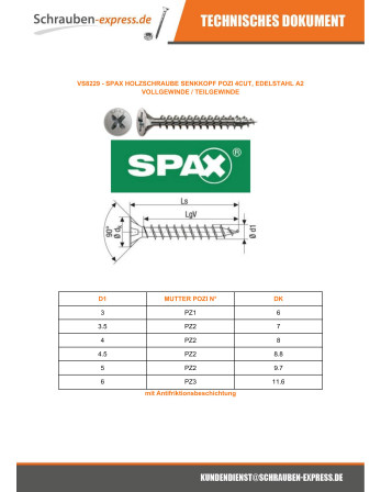 1 x Spax Holzschraube Senkkopfschraube Pozi PZ3...