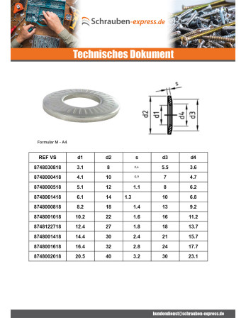 1 x Kontaktscheiben Edelstahl A4 M12x32x2 L
