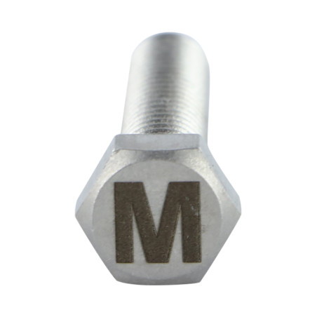 1 x Metallschrauben Sechskantkopf 8x35 Edelstahl A4 mit Buchstabengravur "M"