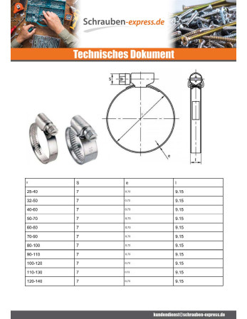 1 x Schlauchschelle Von Klemmen Durchmesser...