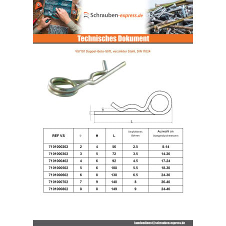 1 x Splint Federstecker Doppelt 3 Verzinkt