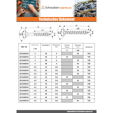 1 x Spax T-STAR MEHR Senkkopfschraube T20 Edelstahl A2 5x60 Gesamtgewinde