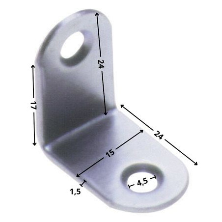1 x Halterungen 24x24x15 2 Löcher Durchmesser 4,5 Verzinkt