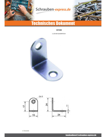 1 x Halterungen 24x24x15 2 Löcher Durchmesser...