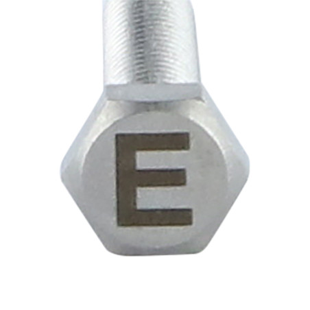 1 x Metallschrauben Sechskantkopf 8x35 Edelstahl A4 mit Buchstabengravur "E"