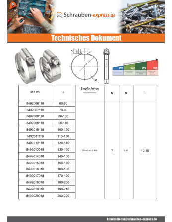 1 x Schlauchschelle unperforiertes Band mit 12...