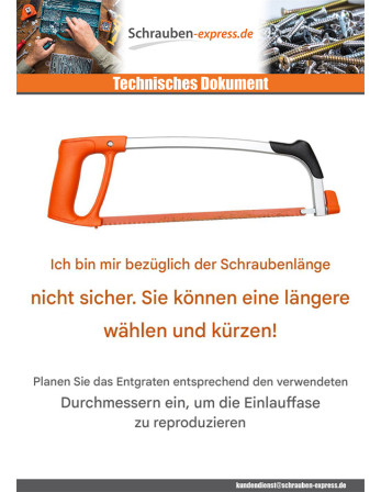1 x Metallschrauben Senkkopfschraube Gespalten...