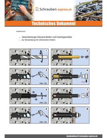 1 x Gewindestange BOZELENANKER CHEMISCH M16X190...