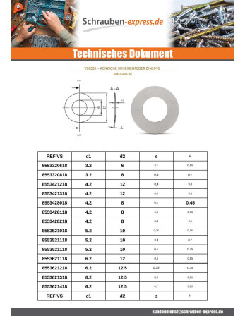 1 x Scheiben/Unterlegscheibe Kegelförmig...