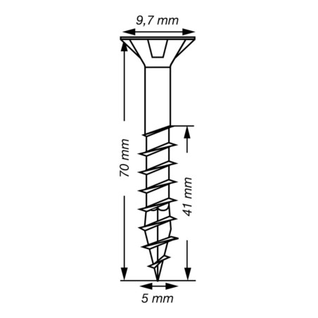 1 x Spax T-STAR MEHR Senkkopfschraube T20 Edelstahl A2 5X70 Mit Gewinde 41