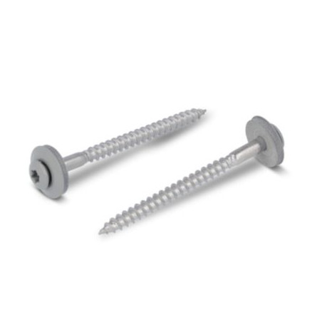 1 x Holzschrauben Flacher Senkkopf T20 Edelstahl A2 RAL7030 4,5 x 25 Scheibe mit EPDM Neopren-Dichtung