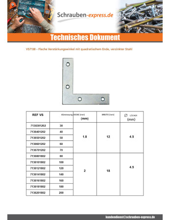 1 x Halterungen Flach Verstärkung Spitze Carr...