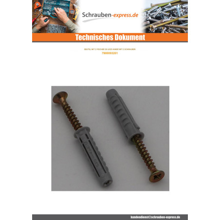 1 x Tüte Von 2 Dübel Fischer SX6 Mit 2 Schraube
