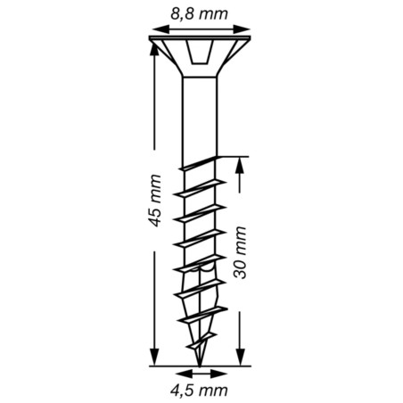 1 x Spax T-STAR MEHR Senkkopfschraube T20 Edelstahl A2 4,5 x 45 Mit Gewinde 30