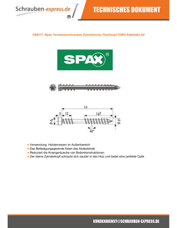 1 x Spax Terrassenschrauben Zylindrischer...