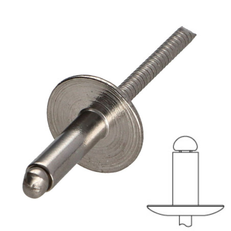 1 x Niet AL/A4 Extra breiter Kopf 4,8 x 12 RAL9010 reinweiß